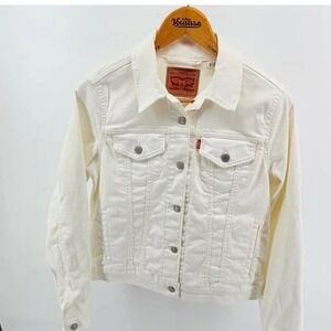 Levi's Women's White Denim Trucker Jacket Classic Fit Size L